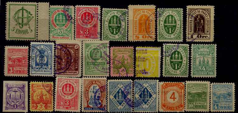 Denmark 24 used values/ town stamps