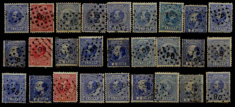 Netherlands 27 used values/numeral cancels/faults