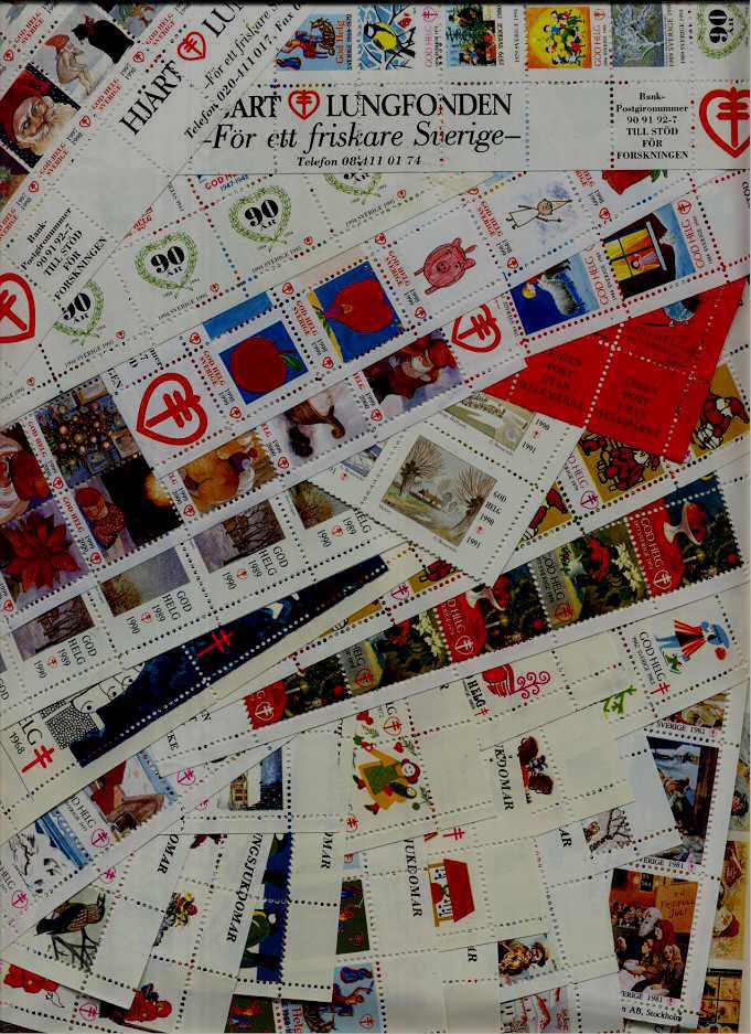 Sweden 31 diff. cpl.sheets Christmas/cinderellas/ 1500+ stamps