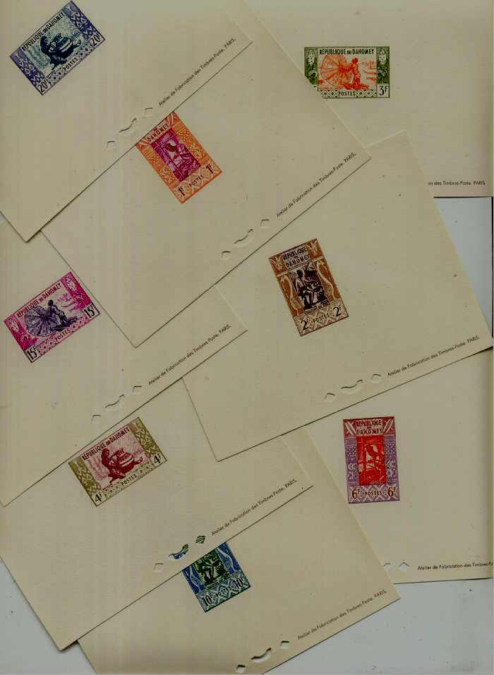Dahomey 141-48/ 8 MNH epruve sheets Wood/ Fisherman/ Potter
