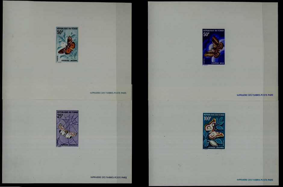 Chad 159-62/ 4 MNH epruve sheets Butterflies