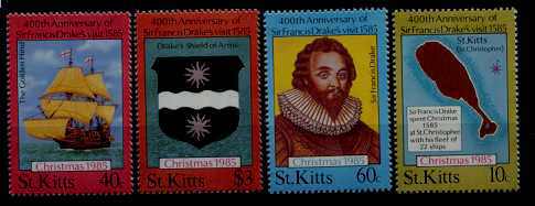 St.Kitts 173-76 MNH Christmas/Ships/Coat of arms SCV2.50
