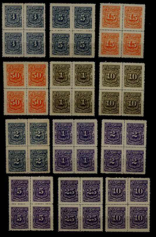 Salvador 12 MNH bl. of 4/ postage dues