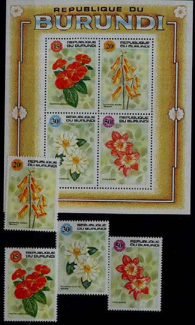 Burundi 666B-E/666F MNH Flowers SCV37