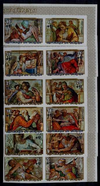 Burundi B65-67/CB35-37 MNH imperf. Michelangelo SCV28