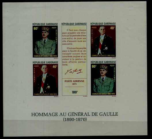 Gabon C115 MNH imperf. s/s de Gaulle