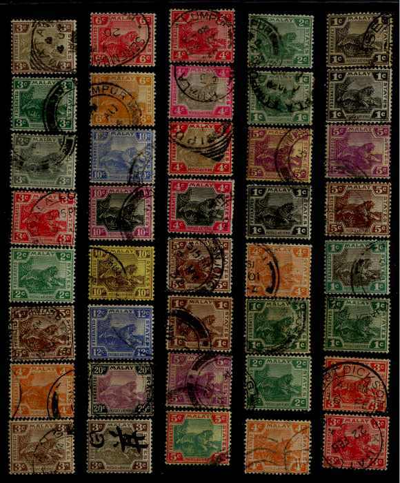 Malaya 40 used/mint definitives Tiger