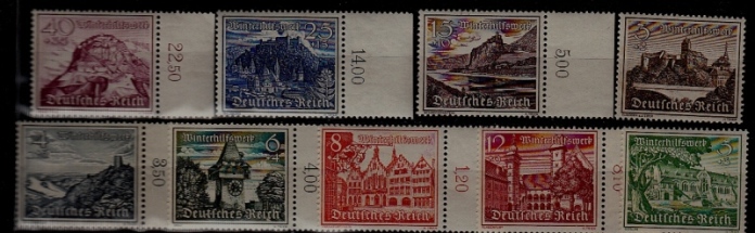 Germany Reich B160-68 MNH Winterhilfe/ Architecture SCV47.50