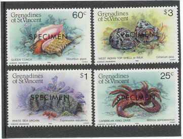 Grenadines St.Vincent 472-75/MNH VF Sea life/specimen
