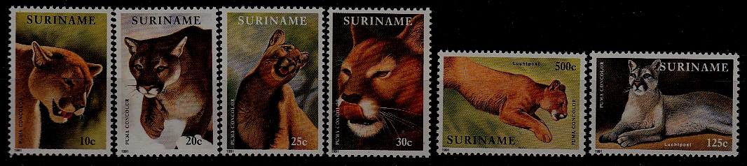 Suriname 892-97 MNH Animals/Puma SCV10
