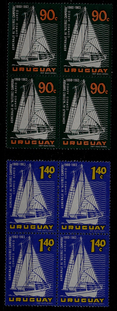 Uruguay C256-57 MNH bl.of 4 Sailing ship SCV3.20