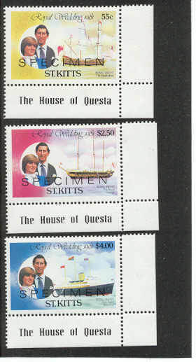 St.Kitts 75-80/3 MNH VF values Diana/Ships/specimen