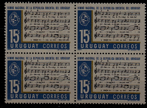 Uruguay 795 MNH bl.of 4 Music/Anthem SCV1.60