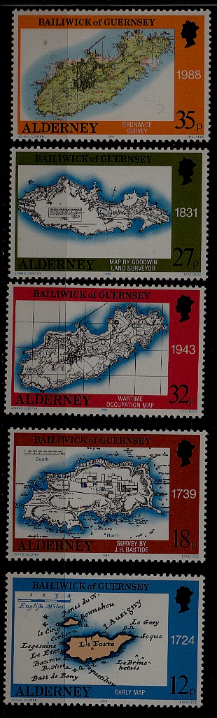 Alderney 37-41 MNH Map SCV5