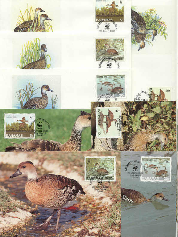 Bahamas 8 FDC/cards WWF/Birds(Ducks) 1988
