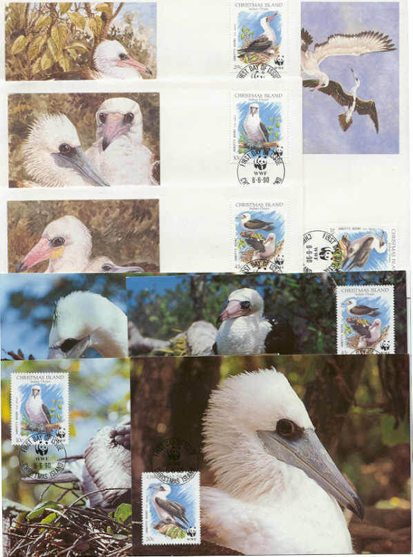Christmas Isl. 8 FDC/cards WWF/Birds 1990