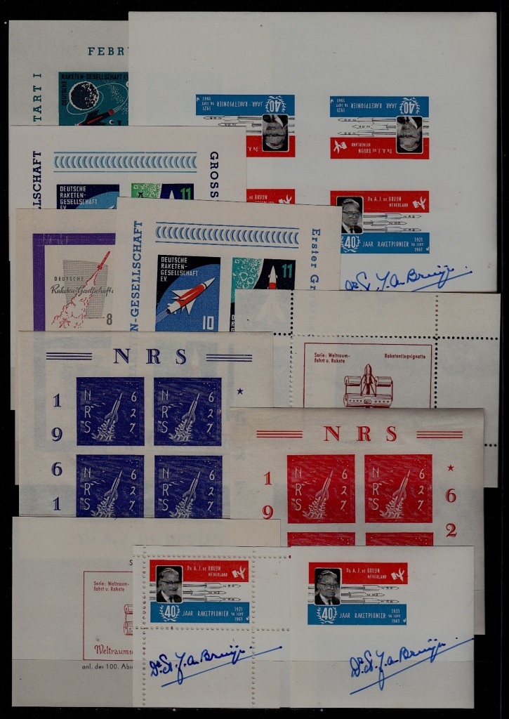 Worldwide 11 MNH s/s Rocket mail/cinderellas