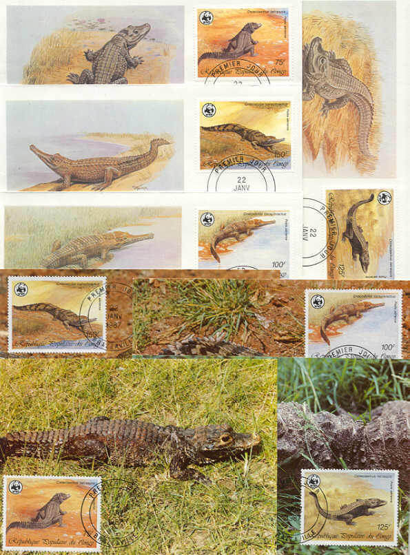 Congo 8 FDC/cards WWF/Reptiles 1987