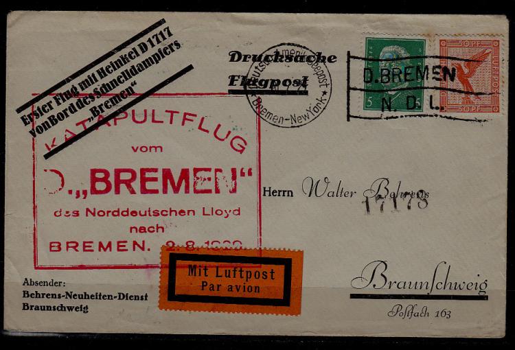 Germany Catapult cover 2.8.29/green cachet