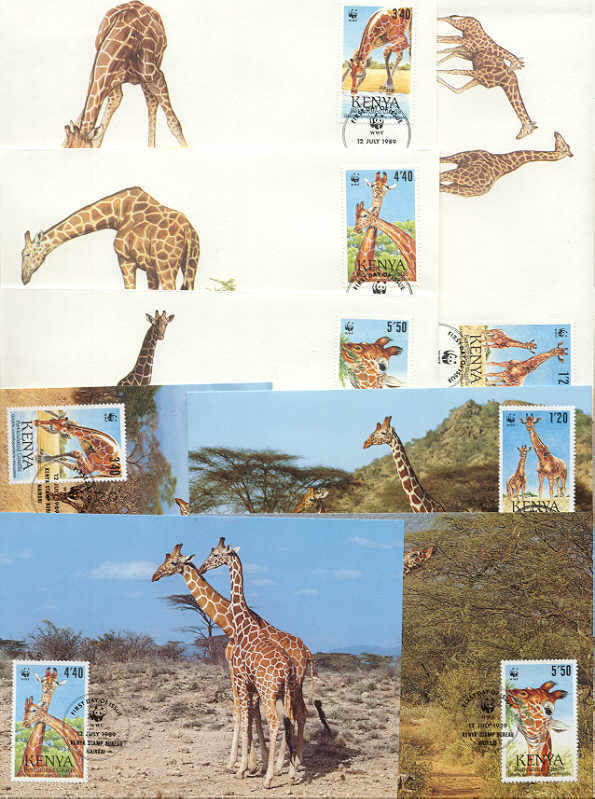 Kenya 8 FDC/cards WWF 1989