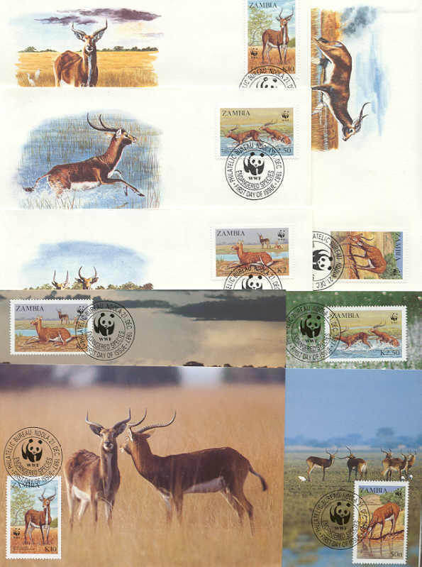 Zambia 8 FDC/cards WWF 1987
