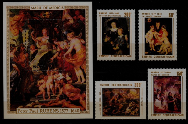 Central Africa 318-22 MNH Painting/Rubens SCV14