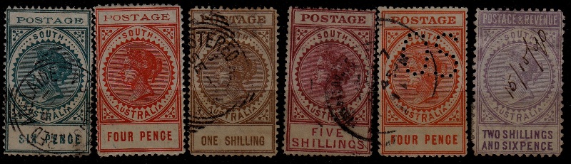 Australia South 81/157, 6 used/mint values,mixed condition
