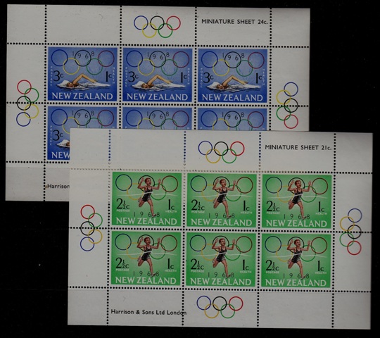 New Zealand B75a-76a MNH m/s Olympic-68 SCV20
