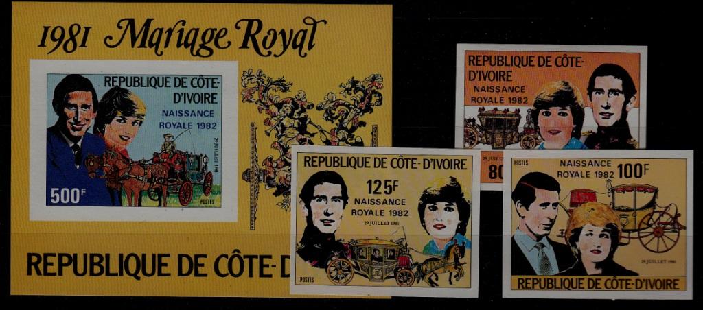 Ivory Coast 642-45 MNH imperf. Diana