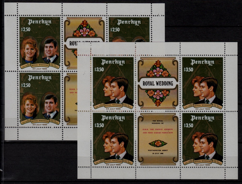 Penrhyn 343-44 MNH m/s Royal wedding SCV32