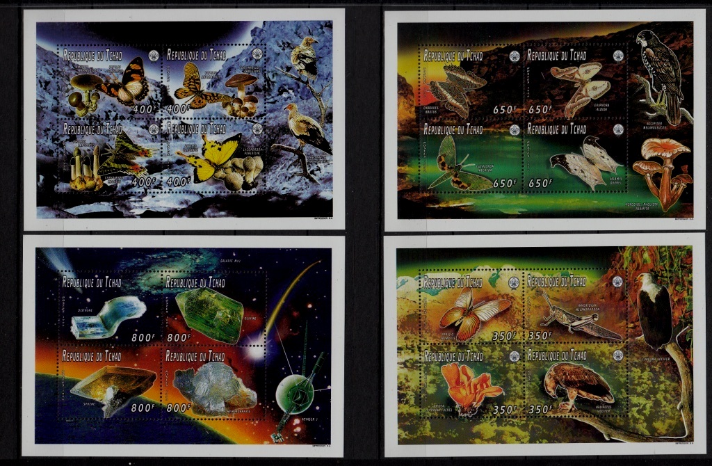 Chad 653A-D MNH Butterflies/Birds/Space/Minerals SCV30