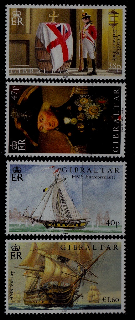 Gibraltar 1005-08 MNH Trafalgar battle/Ships SCV13.50