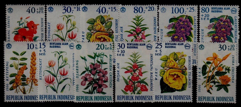 Indonesia B191-202 MNH Flowers SCV7.25