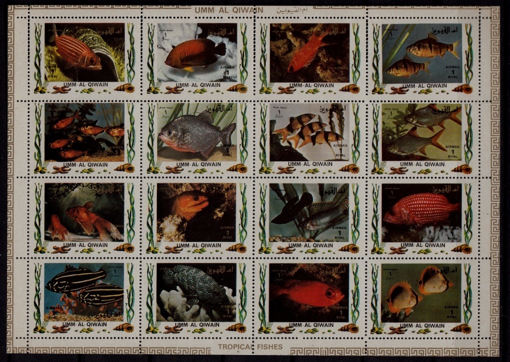 Umm Al Qiwain Mi.1322-37 MNH m/s Fishes