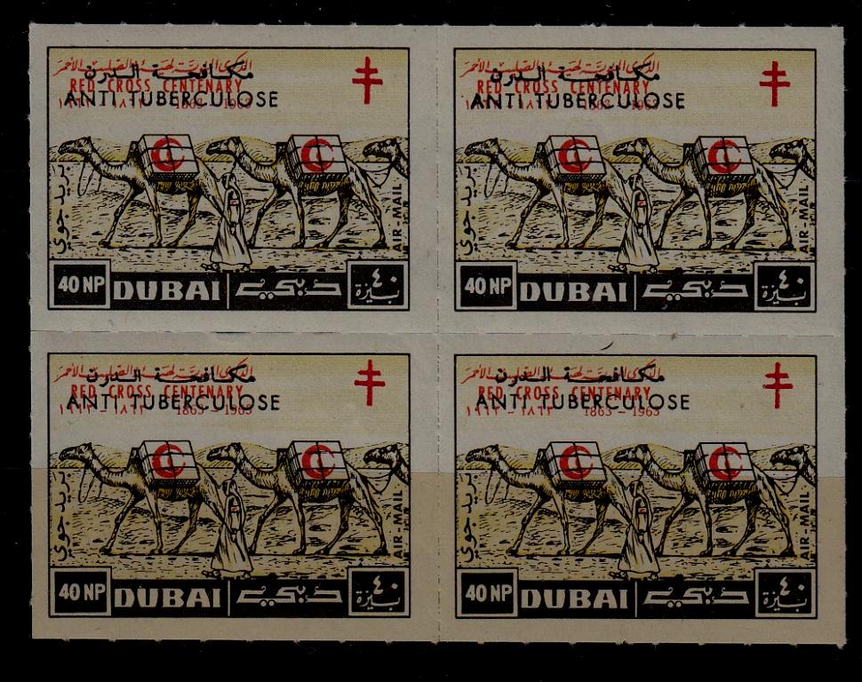 Dubai Mi.123A MNH bl. of 4 Tuberculosis/Camels