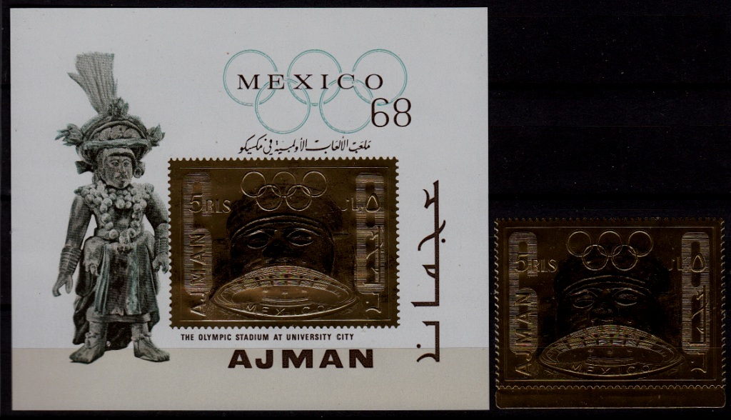 Ajman Mi.324A,bl.64 MNH Olympic-68 1v+s/s