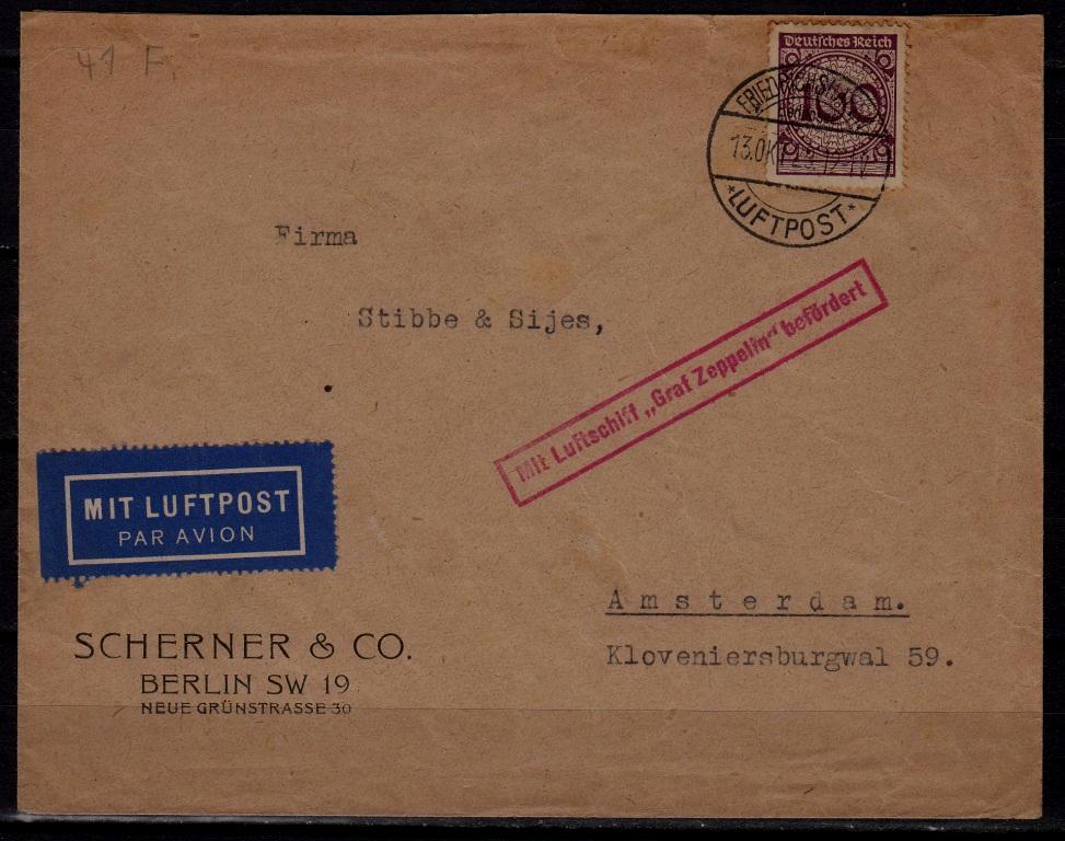 Germany/Netherlands Zeppelin cover 13.10.29  Friedrichshafen
