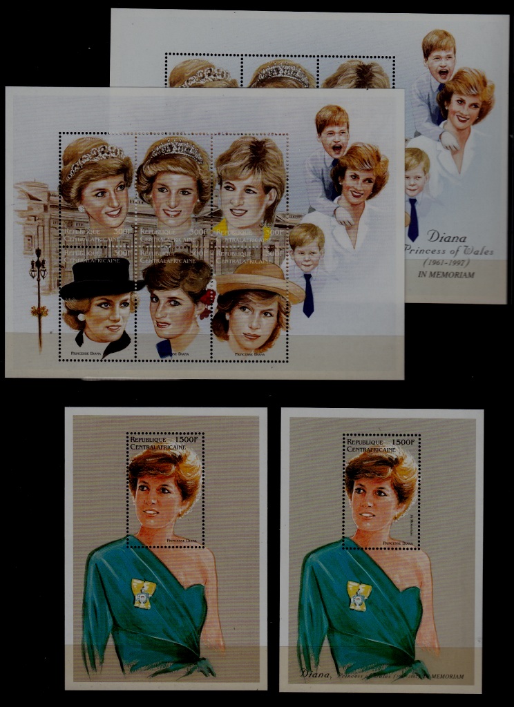 Central Africa 1159/1161/1181-82 MNH Diana SCV27.50