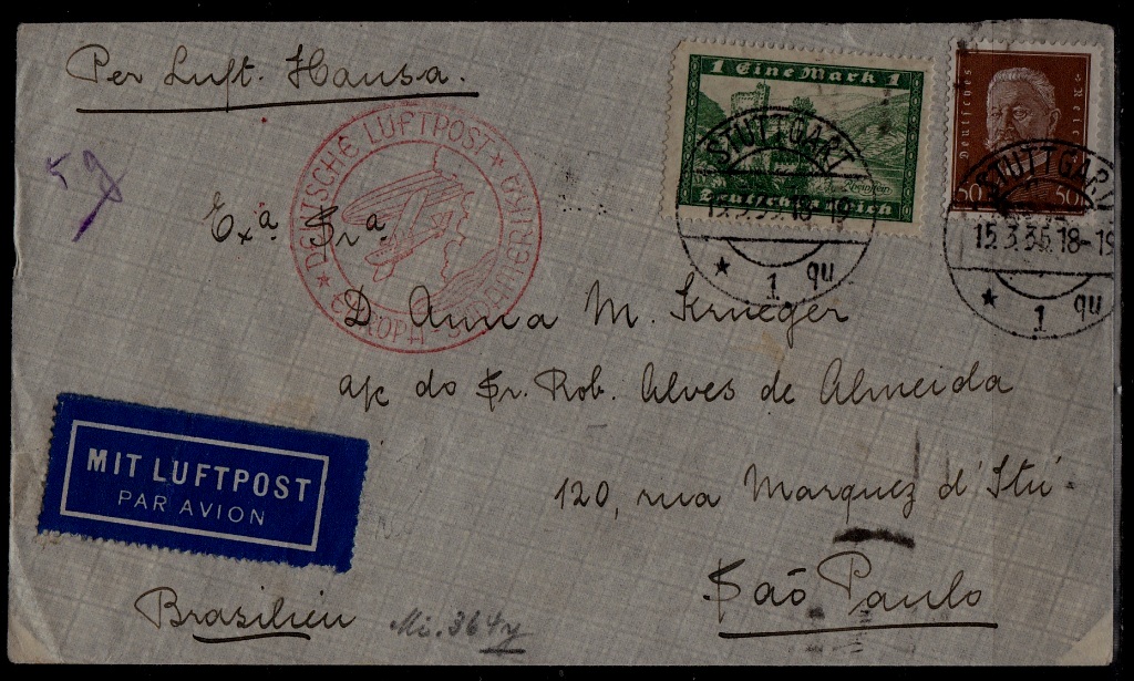 Germany/Brazil Zeppelin cover 15.3.35