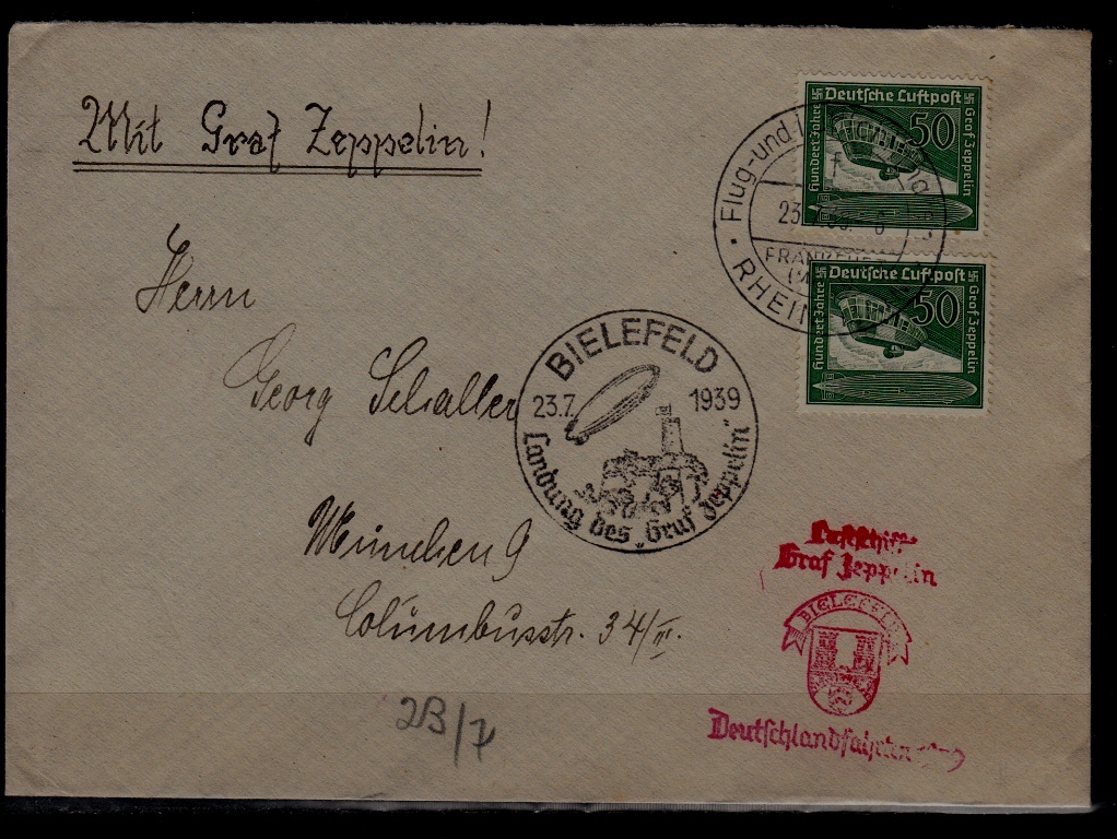 Germany Zeppelin cover 23.7.39 Bielefeld