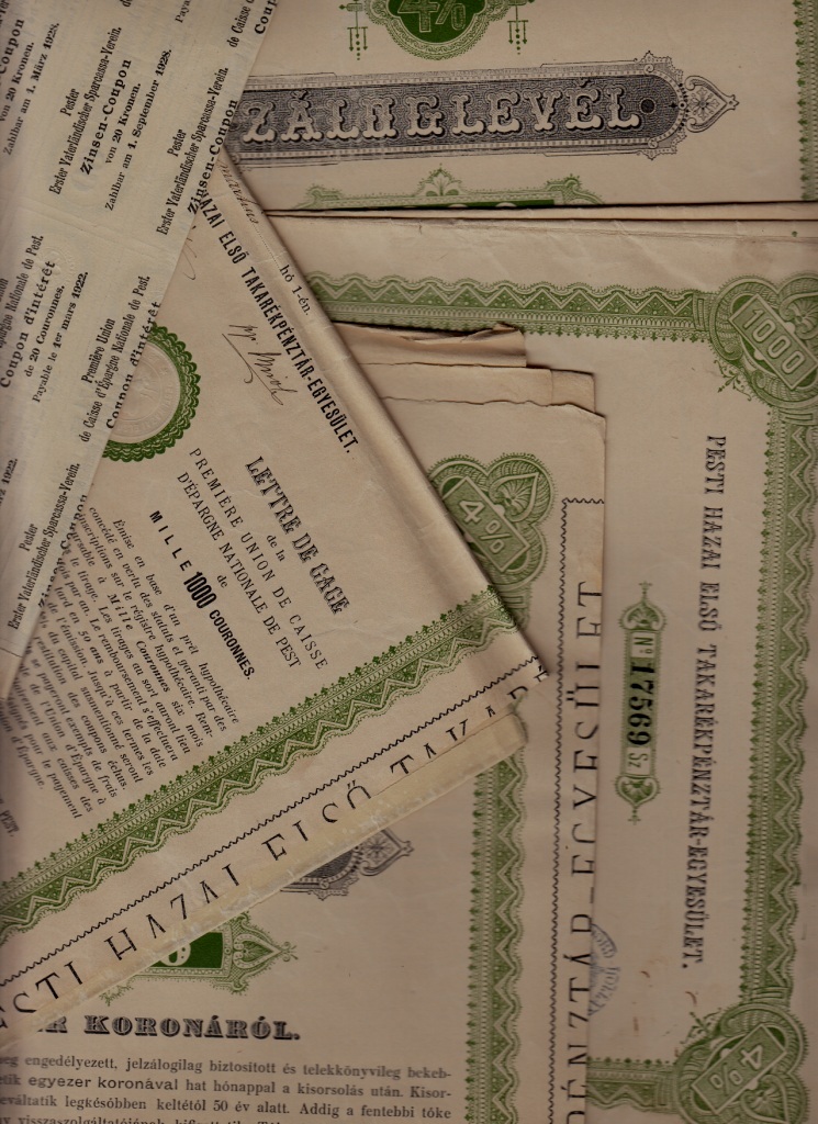 Hungary Stock certificate Egyezer 1892/ 4x
