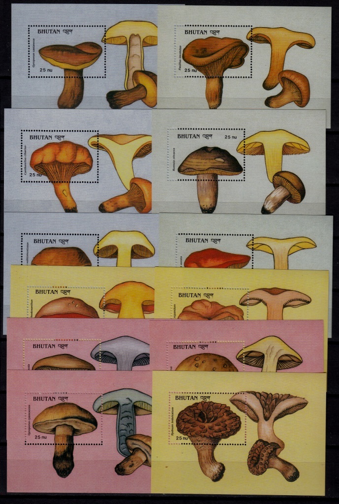 Bhutan 725-36 MNH s/s Mushrooms SCV66