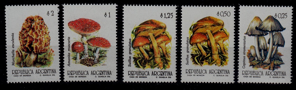 Argentina 1749/59, MNH Mushrooms 5v SCV17