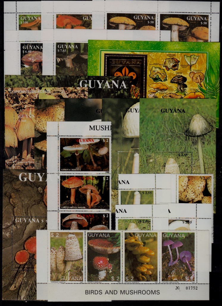Guyana MNH lot Mushrooms 12v+8s/s+5m/s