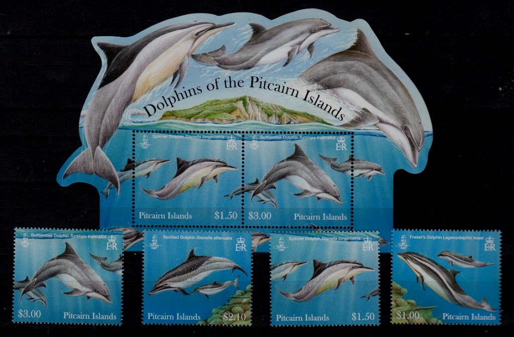 Pitcairn 733-36/736A MNH Dolphins SCV19.75