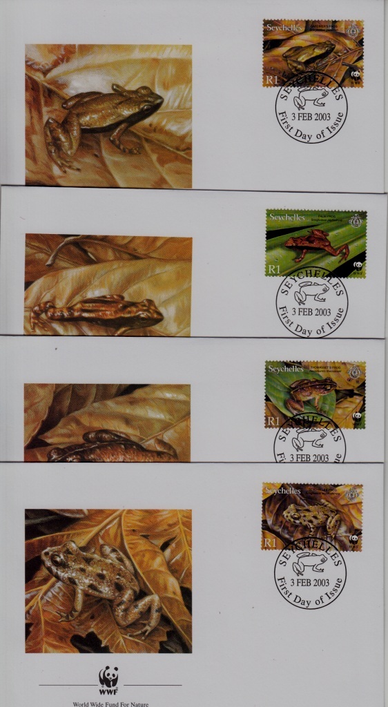 Seychelles 831-34 FDC WWF-03/Frogs