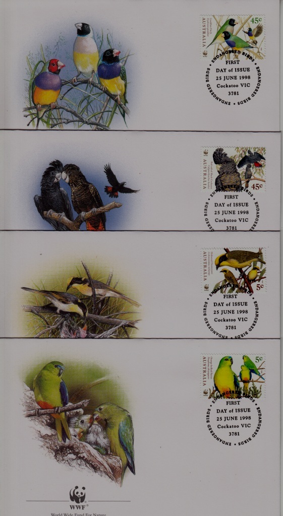 Australia 1575-78 FDC WWF-98/Parrots