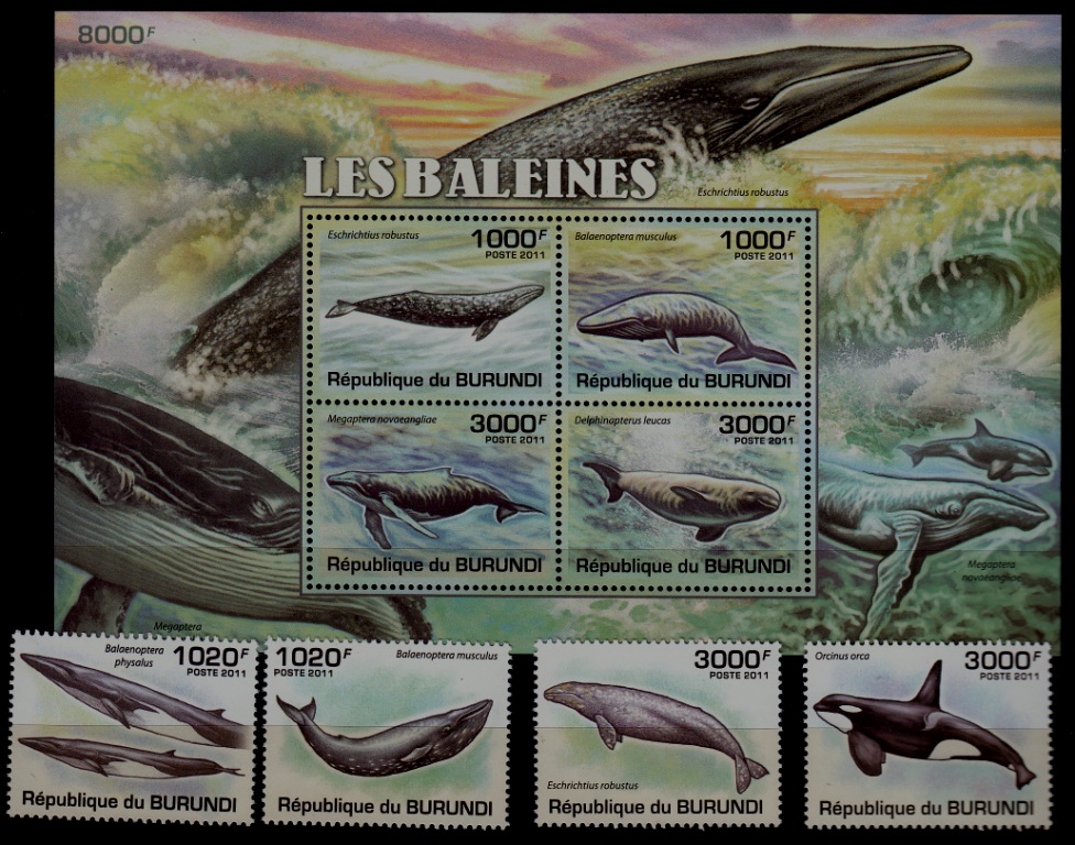 Burundi 857-61 MNH Whales SCV30