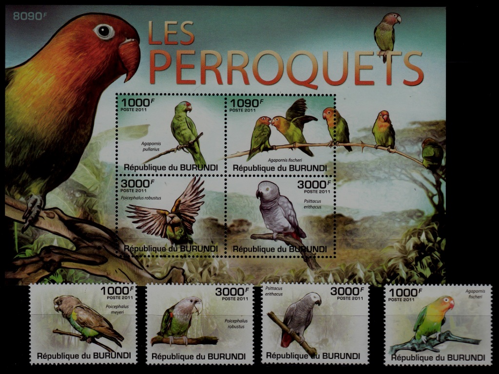 Burundi 872-76 MNH Birds/Parrots SCV30