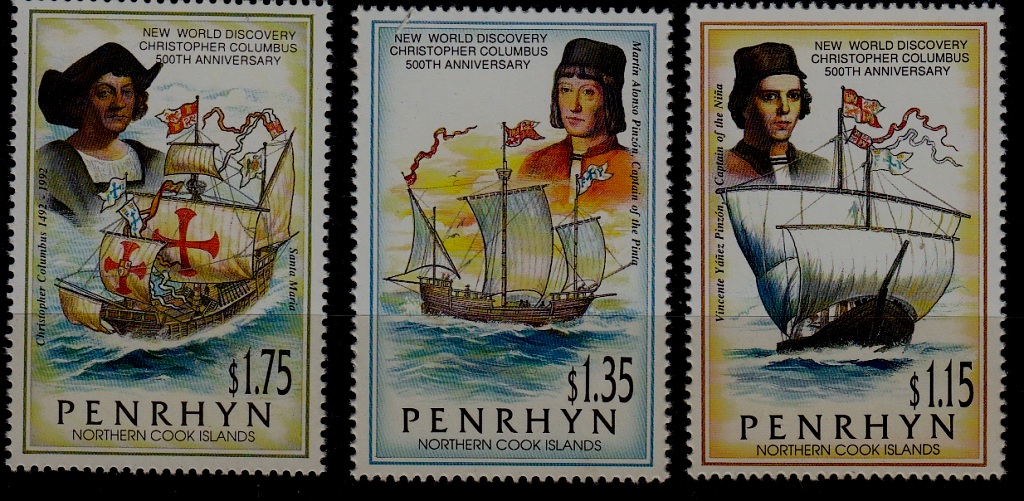Penrhyn 416-18 MNH Ships/Columbus SCV10